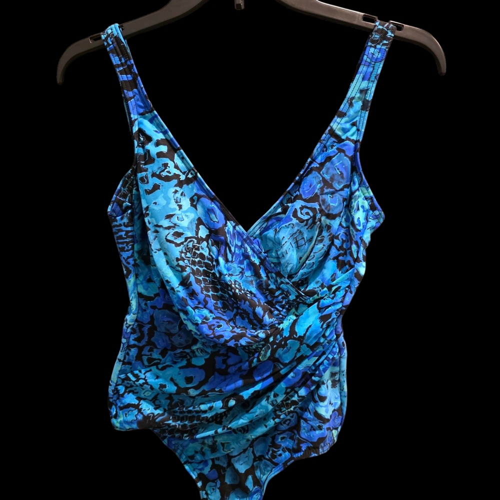 Miraclesuit Blue and Black One Piece Swimsuit